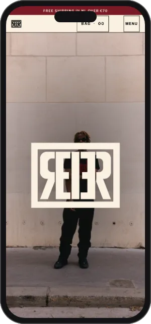 The REIER online shop on a phone
